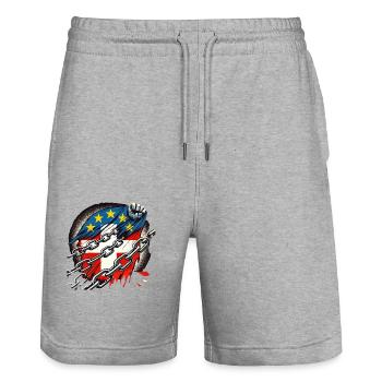 Schweiz gefangene der EU - Stanley/Stella Unisex Bio Joggingshorts Trainer  - Grau meliert - Vorne - Nik (191cm) & Marisol (170cm)