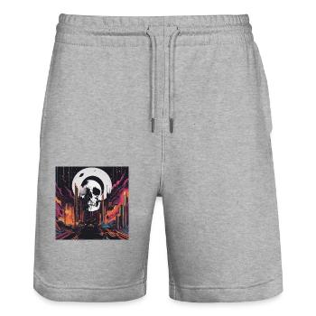 Totenkopf bunt - Stanley/Stella Unisex Bio Joggingshorts Trainer  - Grau meliert - Vorne - Nik (191cm) & Marisol (170cm)