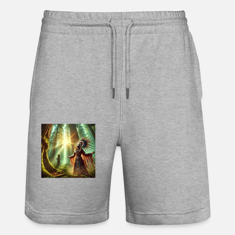 Schamane in Trance (E) - Stanley/Stella Unisex Bio Joggingshorts Trainer  - Grau meliert