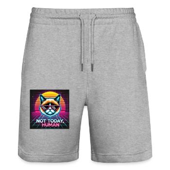 Not today, human - Stanley/Stella Unisex Bio Joggingshorts Trainer  - Grau meliert - Vorne - Nik (191cm) & Marisol (170cm)