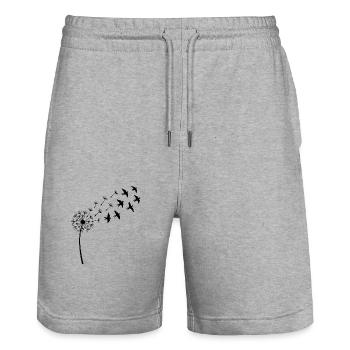 Freiheit im Wind – Löwenzahn & Vögel - Stanley/Stella Unisex Bio Joggingshorts Trainer  - Grau meliert - Vorne - Nik (191cm) & Marisol (170cm)