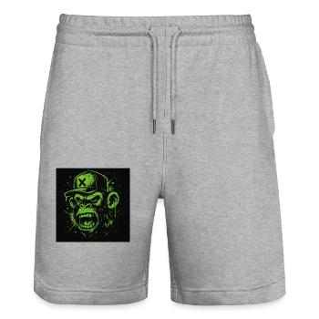 Affe grün/schwarz - Stanley/Stella Unisex Bio Joggingshorts Trainer  - Grau meliert - Vorne - Nik (191cm) & Marisol (170cm)