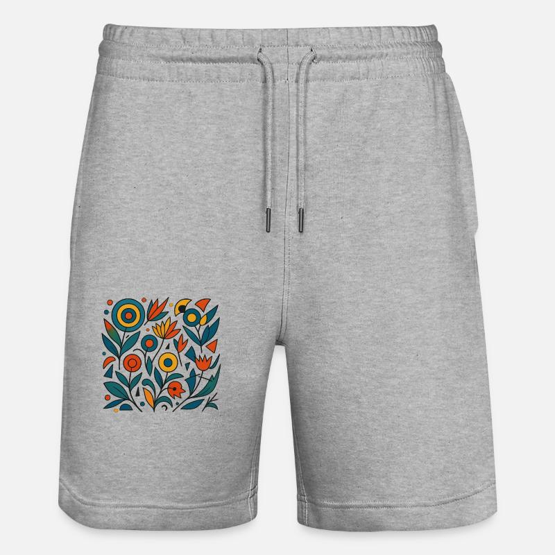 Fleurs abstraites - Short de jogging bio TRAINER Stanley/Stella unisexe - gris chiné