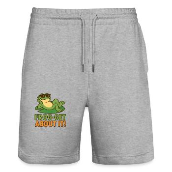 Frog-get About It – Chill Frog Vibes - Stanley/Stella Trainer Unisex Organic Jogging Shorts - heather grey - Front - Nik (191cm) & Marisol (170cm)