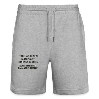Bananenplantage - Stanley/Stella Unisex Bio Joggingshorts Trainer  - Grau meliert - Vorne - Nik (191cm) & Marisol (170cm)