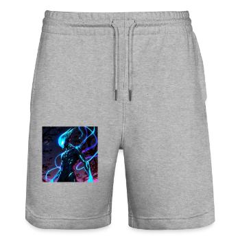 Leonardo Anime XL In the darkness of the cosmos - Stanley/Stella Unisex Bio Joggingshorts Trainer  - Grau meliert - Vorne - Nik (191cm) & Marisol (170cm)