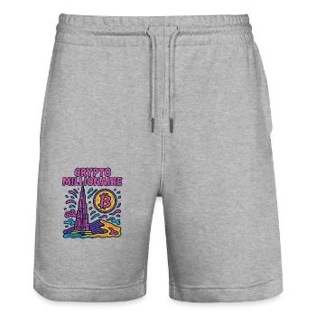 Dubaï crypto - Short de jogging bio TRAINER Stanley/Stella unisexe - gris chiné - Devant - Nik (191cm) & Marisol (170cm)