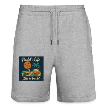 Padel is Life Beach - Stanley/Stella Unisex Bio Joggingshorts Trainer  - Grau meliert - Vorne - Nik (191cm) & Marisol (170cm)