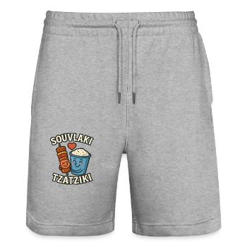 Souvlaki Tzatziki - Stanley/Stella Unisex Bio Joggingshorts Trainer  - Grau meliert - Vorne - Nik (191cm) & Marisol (170cm)