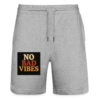 No Bad Vibes - Stanley/Stella Trainer Unisex Organic Jogging Shorts - heather grey - Front - Nik (191cm) & Marisol (170cm)