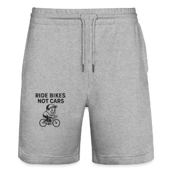 RIDE BIKES - NOT CARS - Stanley/Stella Unisex Bio Joggingshorts Trainer  - Grau meliert - Vorne - Nik (191cm) & Marisol (170cm)