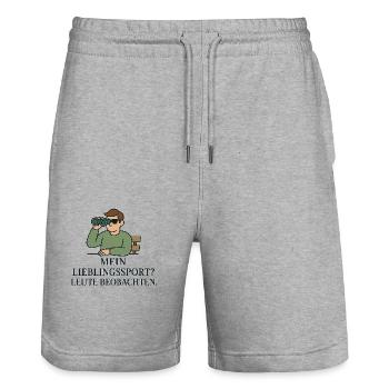 Mein Lieblingssport? Leute beobachten. - Stanley/Stella Unisex Bio Joggingshorts Trainer  - Grau meliert - Vorne - Nik (191cm) & Marisol (170cm)