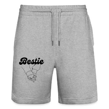 Bestie - Hände halten - Freundschaft - Stanley/Stella Unisex Bio Joggingshorts Trainer  - Grau meliert - Vorne - Nik (191cm) & Marisol (170cm)