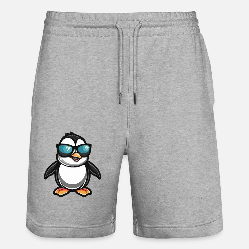 Pinguin Cool Comic - Stanley/Stella Unisex Bio Joggingshorts Trainer  - Grau meliert