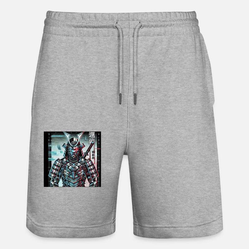 Cyberpunk Samurai – Neon Shadow - Stanley/Stella Unisex Bio Joggingshorts Trainer  - Grau meliert