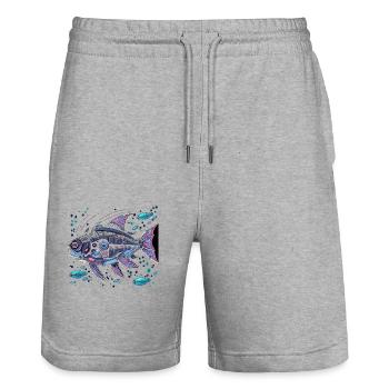 bahamas fish birthday present idea fishes fishing - Stanley/Stella Unisex Bio Joggingshorts Trainer  - Grau meliert - Vorne - Nik (191cm) & Marisol (170cm)