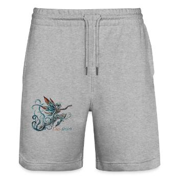 The Fairy Who Spins by FairyBreizh - Stanley/Stella Trainer Unisex Organic Jogging Shorts - heather grey - Front - Nik (191cm) & Marisol (170cm)