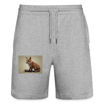 Fuchs Tier - Stanley/Stella Unisex Bio Joggingshorts Trainer  - Grau meliert - Vorne - Nik (191cm) & Marisol (170cm)