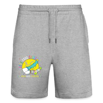 Männer Frauen Kind Down-Syndrom Awareness Shirt, Rock - Stanley/Stella Unisex Bio Joggingshorts Trainer  - Grau meliert - Vorne - Nik (191cm) & Marisol (170cm)