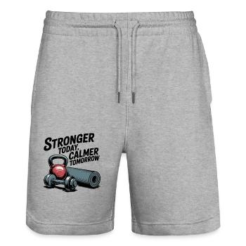 Stronger Today, Calmer Tomorrow – Fit & Zen - Stanley/Stella Unisex Bio Joggingshorts Trainer  - Grau meliert - Vorne - Nik (191cm) & Marisol (170cm)