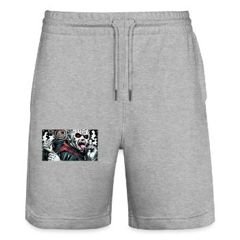 Eiscreme lecken maskierter Psycho - Stanley/Stella Unisex Bio Joggingshorts Trainer  - Grau meliert - Vorne - Nik (191cm) & Marisol (170cm)