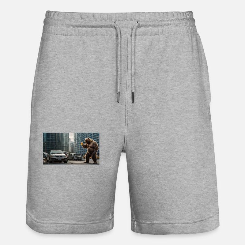Bär Apokalypse Bier - Stanley/Stella Unisex Bio Joggingshorts Trainer  - Grau meliert