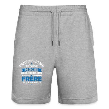 Parfois Je me trouve moche frère - Short de jogging bio TRAINER Stanley/Stella unisexe - gris chiné - Devant - Nik (191cm) & Marisol (170cm)