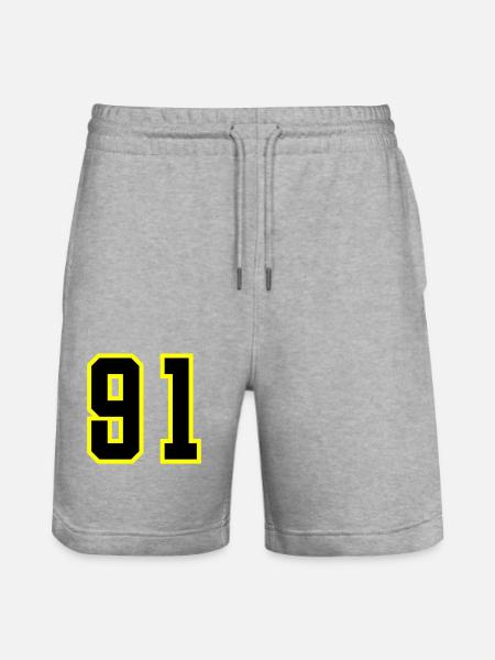 91 Number Jersey - Stanley/Stella Trainer Unisex Organic Jogging Shorts - heather grey