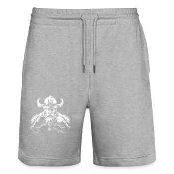 Wikinger Boxen Kämpfer MMA - Stanley/Stella Unisex Bio Joggingshorts Trainer  - Grau meliert - Vorne - Nik (191cm) & Marisol (170cm)