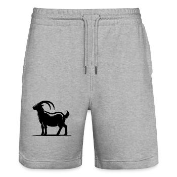 Ziegenbock Porträt mit riesigen Hörnern - Stanley/Stella Unisex Bio Joggingshorts Trainer  - Grau meliert - Vorne - Nik (191cm) & Marisol (170cm)