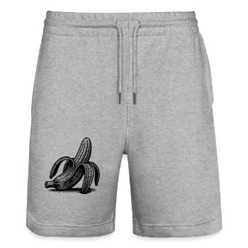 Striptease Bananen Zeichnung Tusche Style - Stanley/Stella Unisex Bio Joggingshorts Trainer  - Grau meliert - Vorne - Nik (191cm) & Marisol (170cm)