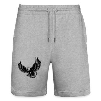 Expressive eagle with spread wings - Stanley/Stella Trainer Unisex Organic Jogging Shorts - heather grey - Front - Nik (191cm) & Marisol (170cm)