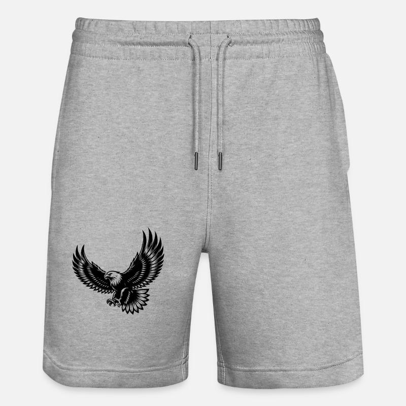Expressive eagle with spread wings - Stanley/Stella Trainer Unisex Organic Jogging Shorts - heather grey