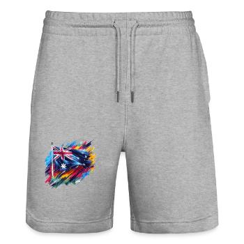 Australische Flagge in Farben - Stanley/Stella Unisex Bio Joggingshorts Trainer  - Grau meliert - Vorne - Nik (191cm) & Marisol (170cm)
