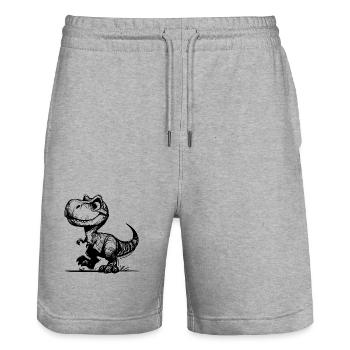 Mignon mignon T-Rex Dino - Short de jogging bio TRAINER Stanley/Stella unisexe - gris chiné - Devant - Nik (191cm) & Marisol (170cm)