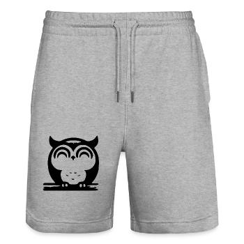 Niedliche schlafende Eule - Stanley/Stella Unisex Bio Joggingshorts Trainer  - Grau meliert - Vorne - Nik (191cm) & Marisol (170cm)