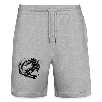 Cool extreme athlete on skis in motion - Stanley/Stella Trainer Unisex Organic Jogging Shorts - heather grey - Front - Nik (191cm) & Marisol (170cm)