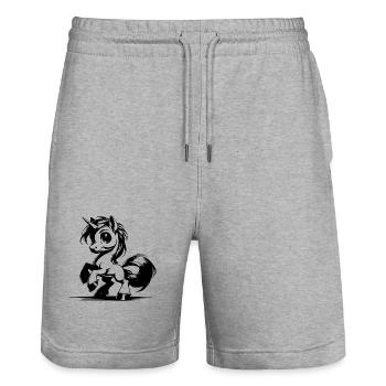 Ey, Einhorn! Deine Frisur sitzt heute perfekt - Stanley/Stella Unisex Bio Joggingshorts Trainer  - Grau meliert - Vorne - Nik (191cm) & Marisol (170cm)