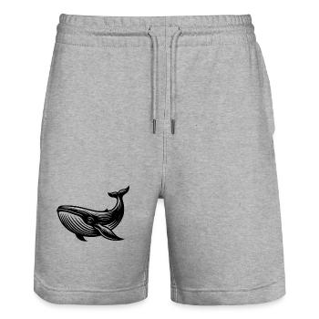 Meerestier Vintage Wal No Plastic in living space - Stanley/Stella Unisex Bio Joggingshorts Trainer  - Grau meliert - Vorne - Nik (191cm) & Marisol (170cm)