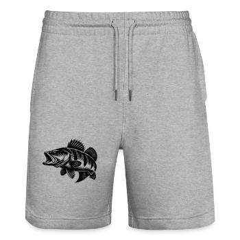 Naturgetreuer Raubfisch Vintager Barsch für Angler - Stanley/Stella Unisex Bio Joggingshorts Trainer  - Grau meliert - Vorne - Nik (191cm) & Marisol (170cm)
