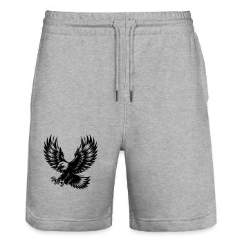 Majestic Mighty Eagle in Attack Flight - Stanley/Stella Trainer Unisex Organic Jogging Shorts - heather grey - Front - Nik (191cm) & Marisol (170cm)