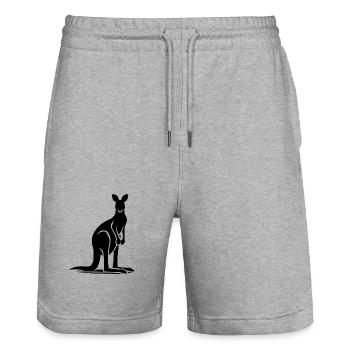 Elegante Känguru Beuteltiere Tiermotiv Silhouette - Stanley/Stella Unisex Bio Joggingshorts Trainer  - Grau meliert - Vorne - Nik (191cm) & Marisol (170cm)