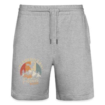 Legendary since February 2020 Birthday 2020 - Stanley/Stella Trainer Unisex Organic Jogging Shorts - heather grey - Front - Nik (191cm) & Marisol (170cm)