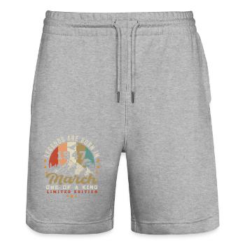 März 1947 Jahrgang Geburtstag Retro Geschenk - Stanley/Stella Unisex Bio Joggingshorts Trainer  - Grau meliert - Vorne - Nik (191cm) & Marisol (170cm)