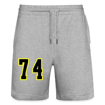 74 Number Jersey - Stanley/Stella Trainer Unisex Organic Jogging Shorts - heather grey - Front - Nik (191cm) & Marisol (170cm)