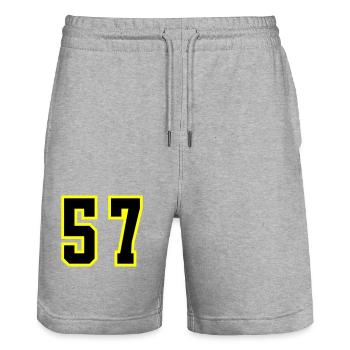 57 Number Jersey - Stanley/Stella Trainer Unisex Organic Jogging Shorts - heather grey - Front - Nik (191cm) & Marisol (170cm)