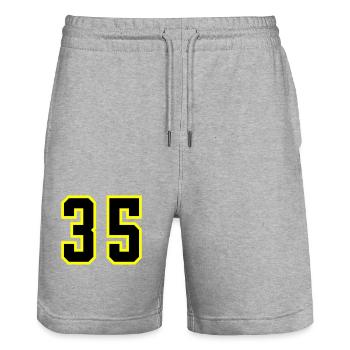 35 Number Leotard - Stanley/Stella Trainer Unisex Organic Jogging Shorts - heather grey - Front - Nik (191cm) & Marisol (170cm)