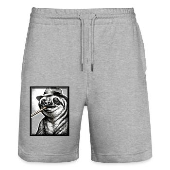 Sloth Noir - Stanley/Stella Unisex Bio Joggingshorts Trainer  - Grau meliert - Vorne - Nik (191cm) & Marisol (170cm)
