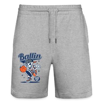 Basket-ball Joueurs de basket-ball Joueurs de basket-ball - Short de jogging bio TRAINER Stanley/Stella unisexe - gris chiné - Devant - Nik (191cm) & Marisol (170cm)
