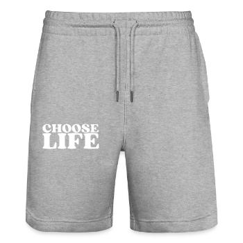 Choose Life - Statement fürs Leben! Was wählst du? - Stanley/Stella Unisex Bio Joggingshorts Trainer  - Grau meliert - Vorne - Nik (191cm) & Marisol (170cm)